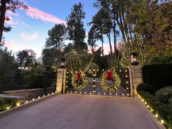 Estate gate at sunset